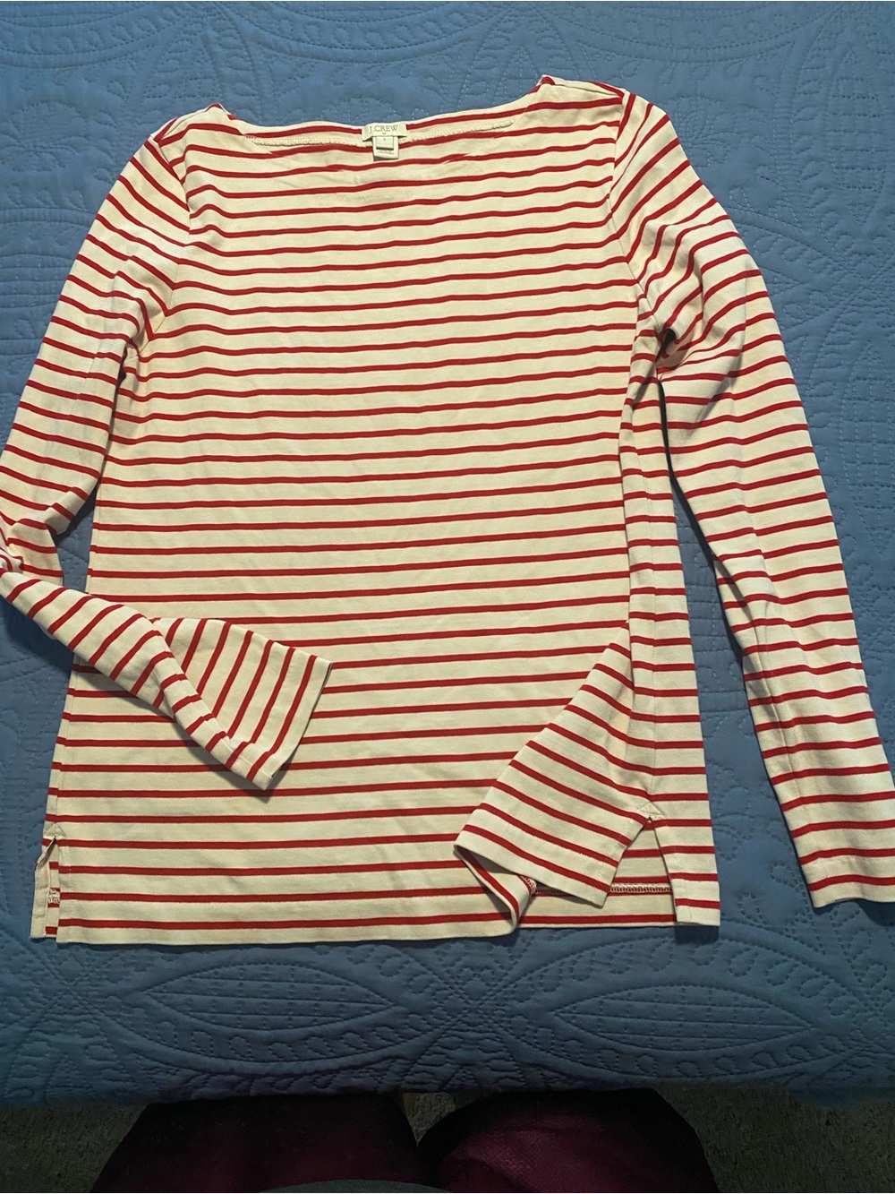 J. Crew Red & White Striped Long-Sleeve Tee